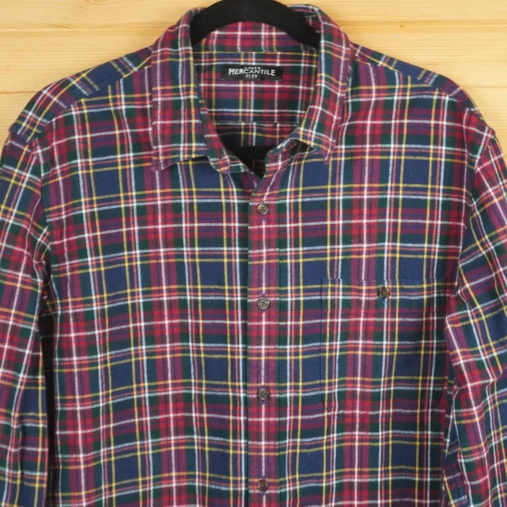 J Crew Mercantile Flex Red Blue Green Plaid Button Up Shirt Size‎ Large